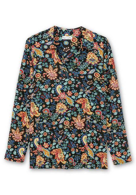 sheego by Joe Browns Langarmshirt mit Paisleyprint und Polokragen - schwarz gemustert sheego Neueste Mode