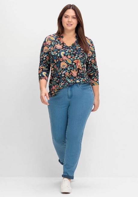 sheego by Joe Browns Langarmshirt mit Paisleyprint und Polokragen - schwarz gemustert sheego Neueste Mode