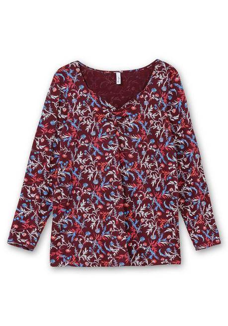 sheego Langarmshirt mit floralem Alloverdruck - weinrot gemustert sheego Online Outlet