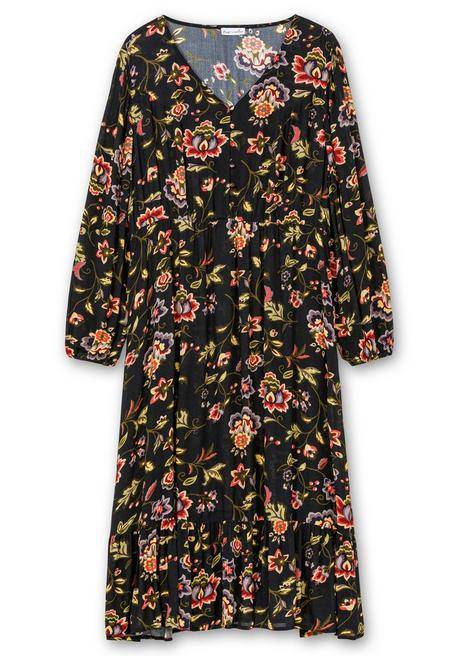 sheego by Joe Browns Midikleid mit Blumendruck und Volant am Saum - schwarz gemustert sheego Neuheiten