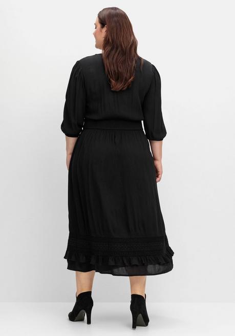 sheego by Joe Browns Maxikleid mit Volant, in Crinkle-Qualität - schwarz sheego Bestseller