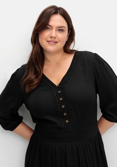 sheego by Joe Browns Maxikleid mit Volant, in Crinkle-Qualität - schwarz sheego Bestseller