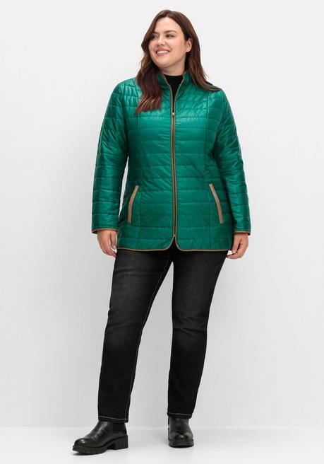 sheego Steppjacke mit Stehkragen und Kontrastdetails - tannengrün sheego Tägliche Deals