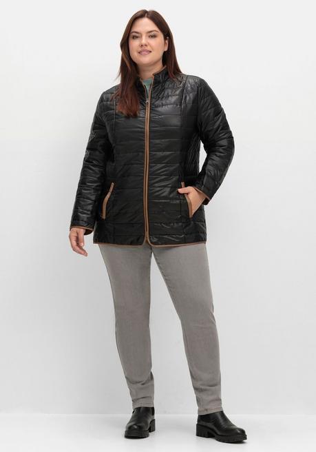 sheego Steppjacke mit Stehkragen und Kontrastdetails - schwarz sheego Riesige Ersparnisse