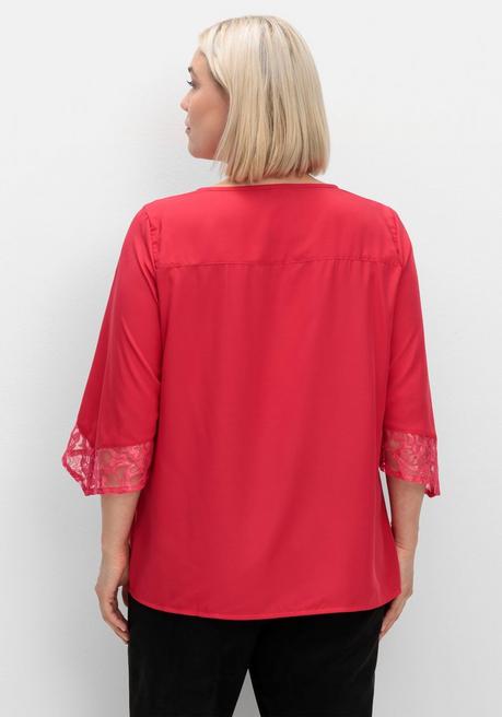 sheego Tunika mit Spitze und Trompetenärmeln - rot sheego VIP-Rabatte