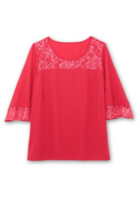 sheego Tunika mit Spitze und Trompetenärmeln - rot sheego VIP-Rabatte