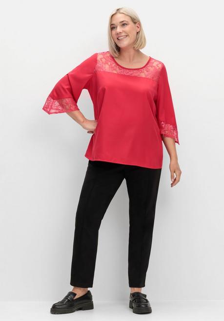 sheego Tunika mit Spitze und Trompetenärmeln - rot sheego VIP-Rabatte