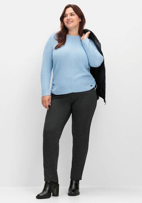 sheego Schmale Hose mit grafischem Muster und Stretchbund - schwarz gemustert sheego Super Sparpreis