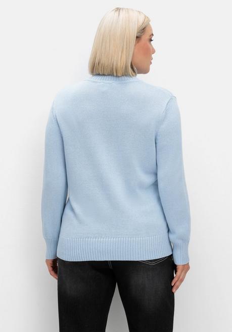 sheego Rollkragenpullover mit Rippbündchen - eisblau sheego Kostenlose Rückgabe
