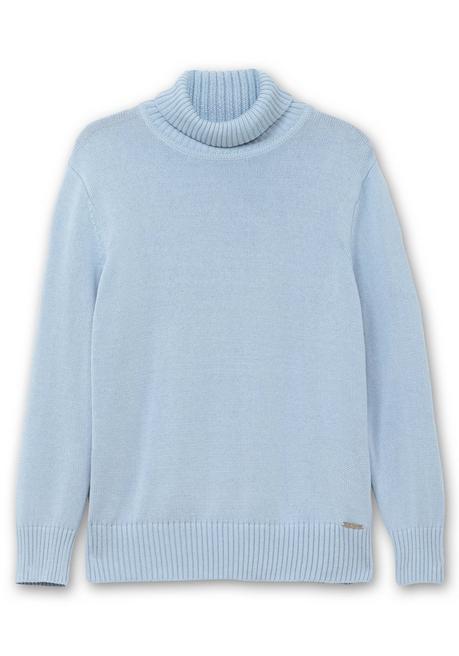 sheego Rollkragenpullover mit Rippbündchen - eisblau sheego Kostenlose Rückgabe