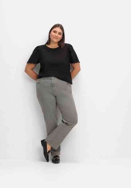 sheego Gerade Jeans mit seitlichem Stretchbund - grey Denim sheego Letzte 3 Tage