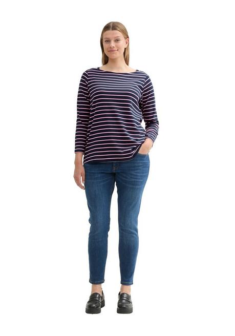 TOM TAILOR Plus Langarmshirt mit Ringeln und U-Boot-Ausschnitt - marine gestreift sheego Vierteljährliche Förderung