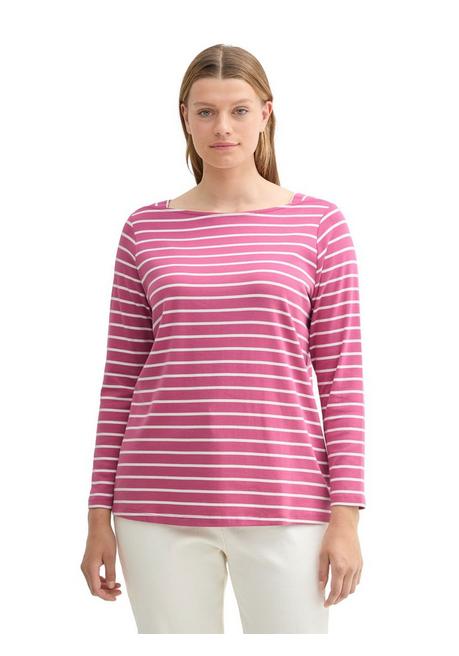 TOM TAILOR Plus Langarmshirt mit Ringeln und U-Boot-Ausschnitt - rosé gestreift sheego