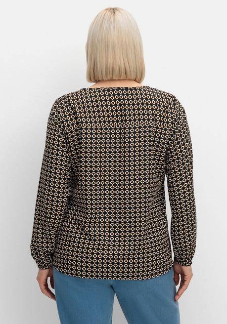 sheego Tunika aus Crêpe, mit Grafik-Alloverdruck - schwarz gemustert sheego Discount Store für neue Produkte