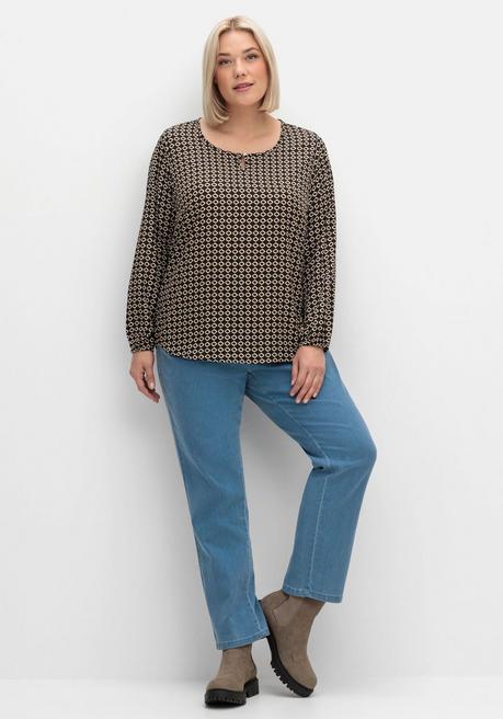 sheego Tunika aus Crêpe, mit Grafik-Alloverdruck - schwarz gemustert sheego Discount Store für neue Produkte