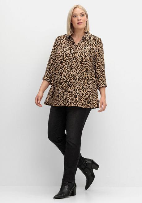 sheego Hemdbluse mit Animalprint, in leichter A-Linie - schwarz gemustert sheego Nur noch ein Tag übrig