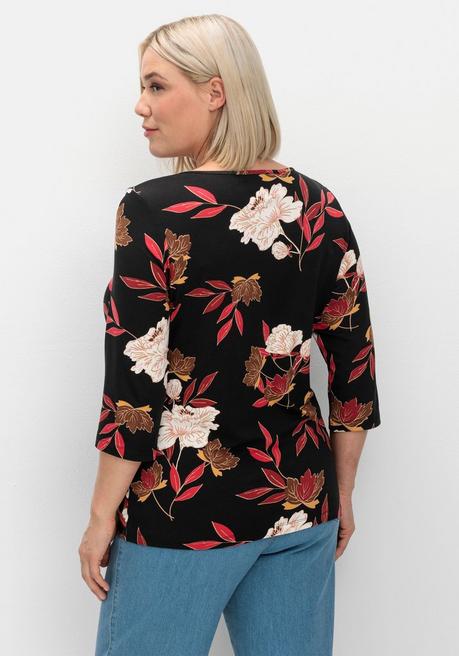 sheego 3/4-Arm-Shirt mit Blumenprint, aus Viskosejersey - rot gemustert sheego Riesige Rabatte