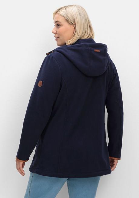 sheego Fleecejacke mit Kapuze und Kontrastdetails - marine sheego Kostenloser Versand international