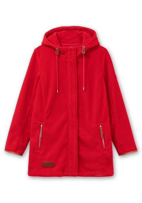 sheego Fleecejacke mit Kapuze und Kontrastdetails - rot sheego Fabrikladen