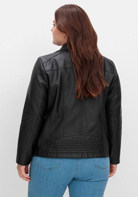 sheego Bikerjacke in Lederoptik - schwarz sheego zollfrei