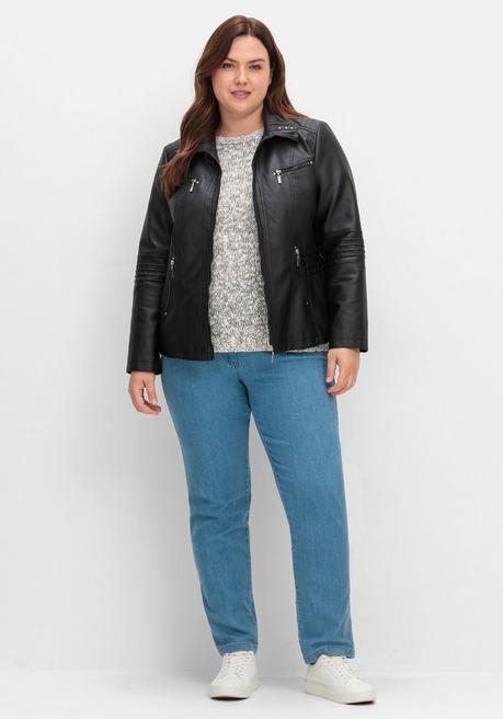sheego Bikerjacke in Lederoptik - schwarz sheego zollfrei