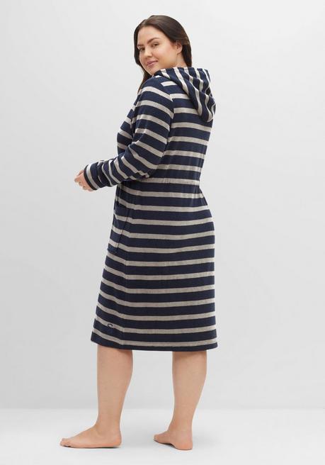 sheego Bademantel mit Streifen, in leichter Frottee-Qualität - marine-grau sheego 2025