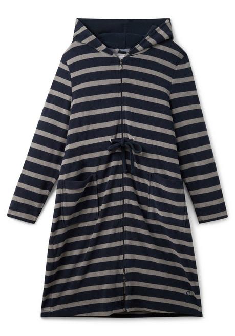 sheego Bademantel mit Streifen, in leichter Frottee-Qualität - marine-grau sheego 2025