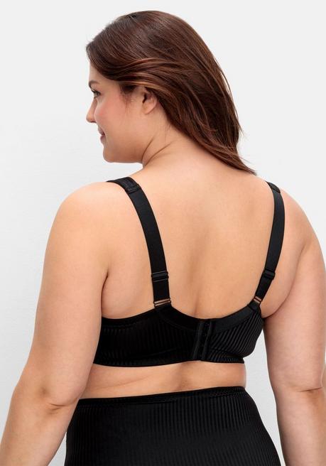 sheego Minimizer-BH mit floraler Spitze und tonigen Streifen - schwarz sheego Online