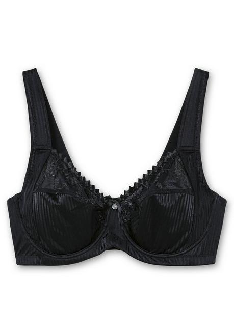 sheego Minimizer-BH mit floraler Spitze und tonigen Streifen - schwarz sheego Online
