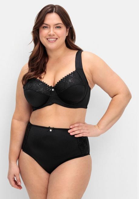 sheego Minimizer-BH mit floraler Spitze und tonigen Streifen - schwarz sheego Online