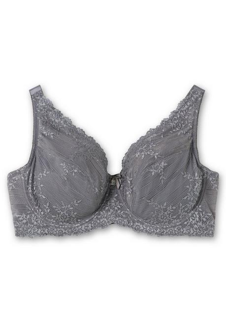 sheego Bügel-BH mit floraler Stickerei-Spitze - graphit sheego Verkauf