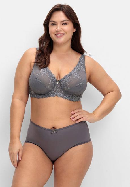 sheego Bügel-BH mit floraler Stickerei-Spitze - graphit sheego Verkauf