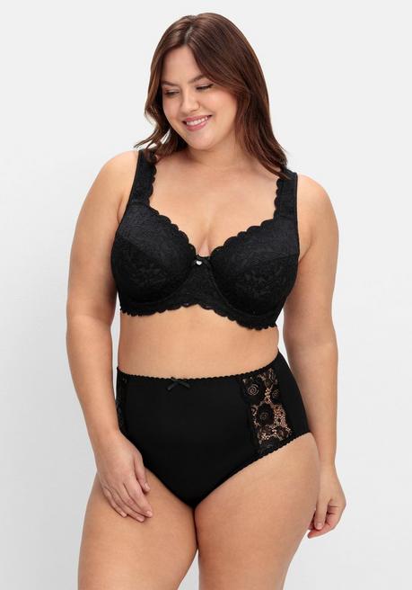 sheego Bügel-BH mit blickdichter Spitze und Seitenstützen - schwarz sheego Hotsell