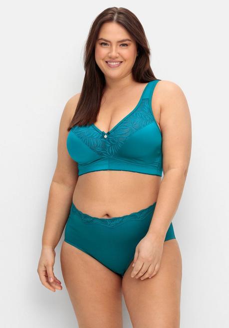 sheego Doppelpack Slips mit elastischer Spitzenkante - petrol sheego Fabrikverkauf