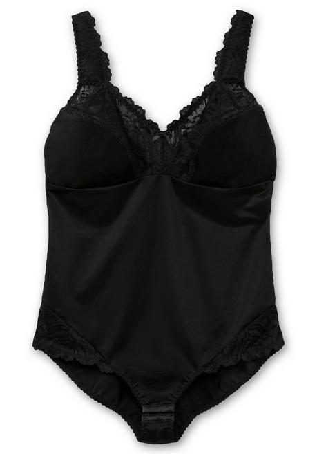 sheego Body in Satinoptik, mit Spitze - schwarz sheego Fabrik Onlineshop