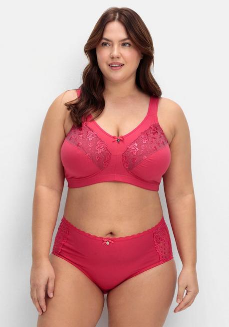 sheego Doppelpack Pantys mit hoher Taille und Spitzendetails - graphit+orchidee sheego Sonderangebot