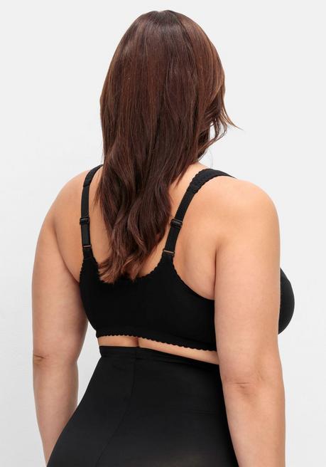 sheego Bügelloser BH mit Vorderverschluss, breite Träger - schwarz sheego Zeitlich begrenztes Angebot