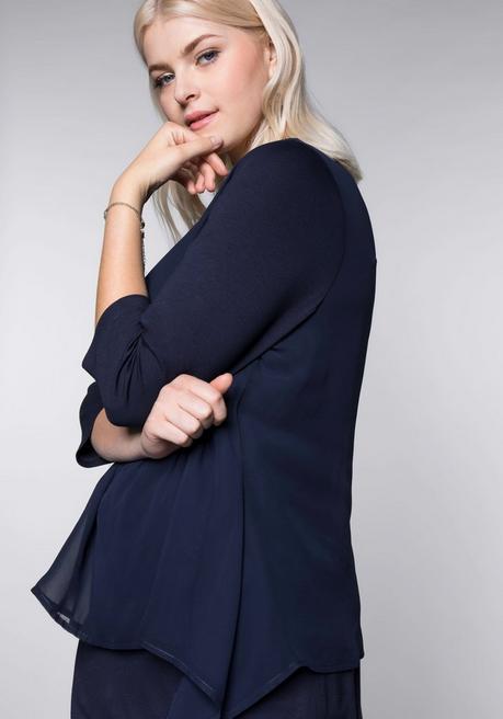 sheego Blusenshirt in leichter A-Linie mit Zipfelsaum - marine sheego Tiefpreis