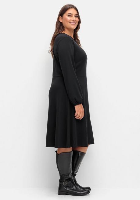 sheego Kleid aus Interlock, mit ausgestelltem Rock - schwarz sheego Wochenangebot