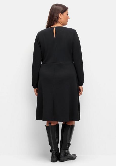 sheego Kleid aus Interlock, mit ausgestelltem Rock - schwarz sheego Wochenangebot