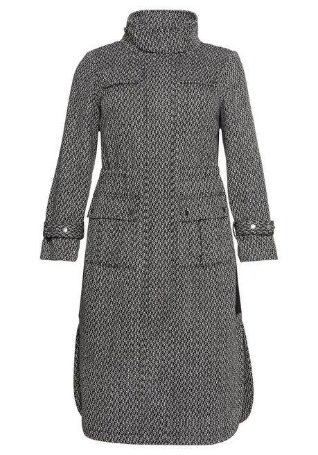 sheego Mantel im Cargo-Stil, mit Stehkragen und Tunnelzug - schwarz-weiß sheego Kostenlose Rückgabe