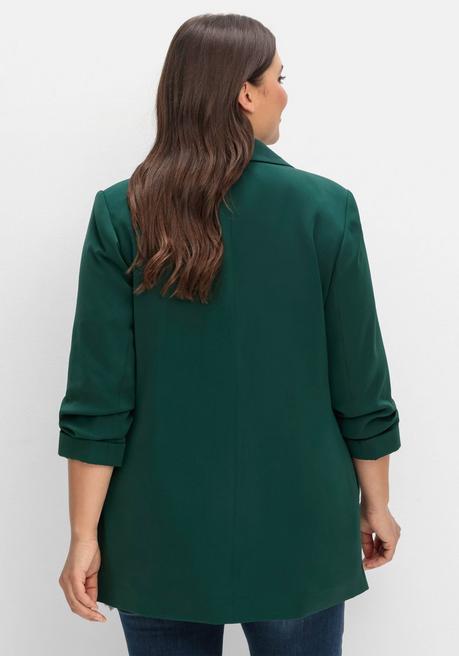 sheego Langer Blazer mit Schalkragen und gerafftem 3/4-Arm - tiefgrün sheego Letzte 2 Tage