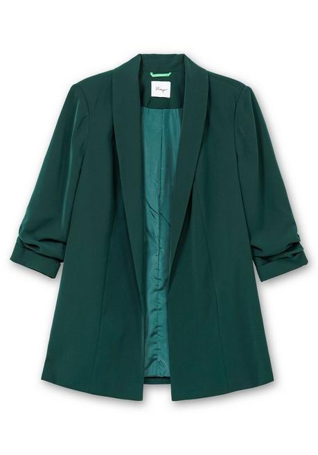 sheego Langer Blazer mit Schalkragen und gerafftem 3/4-Arm - tiefgrün sheego Letzte 2 Tage