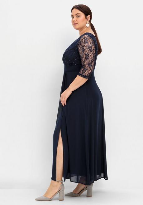 sheego Abendkleid mit floraler Spitze - marine sheego Bis zu 50% Rabatt