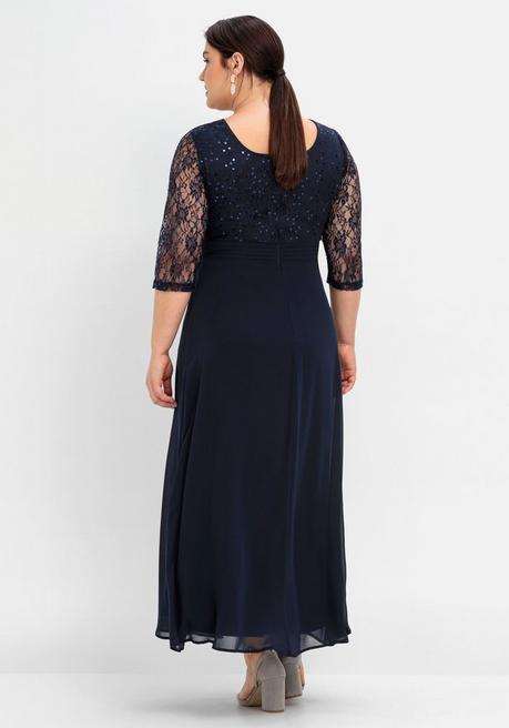 sheego Abendkleid mit floraler Spitze - marine sheego Bis zu 50% Rabatt