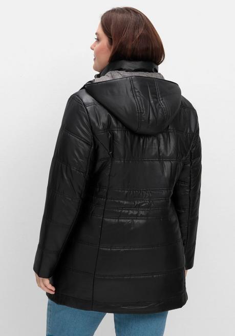 sheego Steppjacke mit Kapuze und Flanell-Details - schwarz sheego Bis zu 60% Rabatt