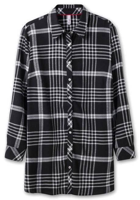 sheego Karierte Hemdbluse in Longform - schwarz kariert sheego Nur für heute