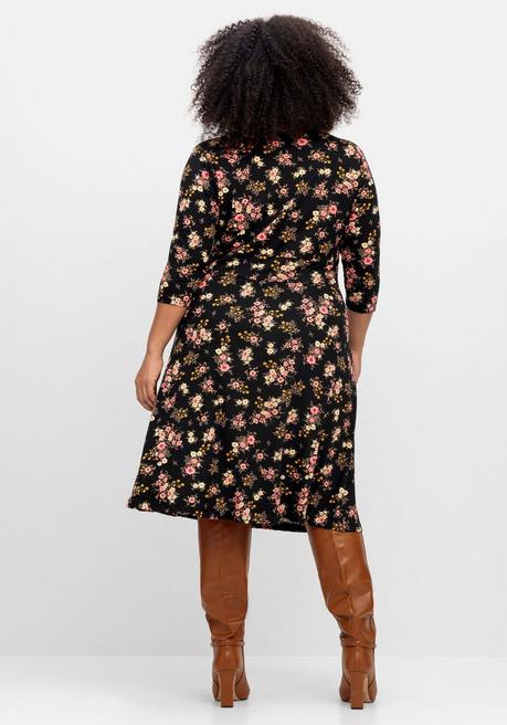 sheego by Joe Browns Jerseykleid mit Blumendruck und ausgestelltem Rock - schwarz gemustert sheego Discount Store für neue Produkte