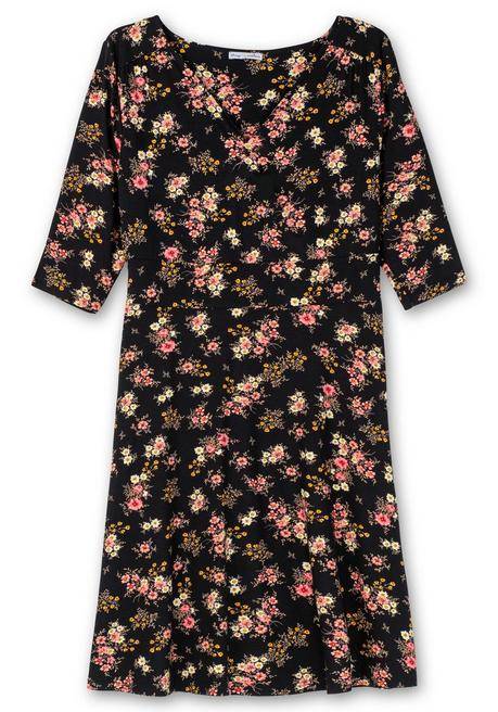 sheego by Joe Browns Jerseykleid mit Blumendruck und ausgestelltem Rock - schwarz gemustert sheego Discount Store für neue Produkte
