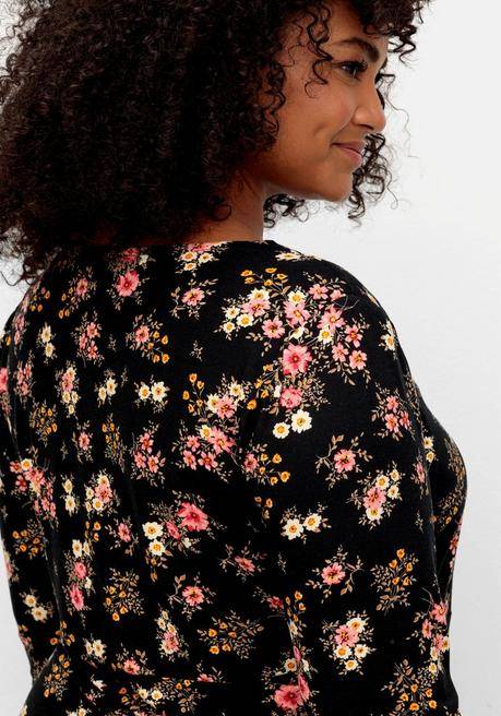 sheego by Joe Browns Jerseykleid mit Blumendruck und ausgestelltem Rock - schwarz gemustert sheego Discount Store für neue Produkte